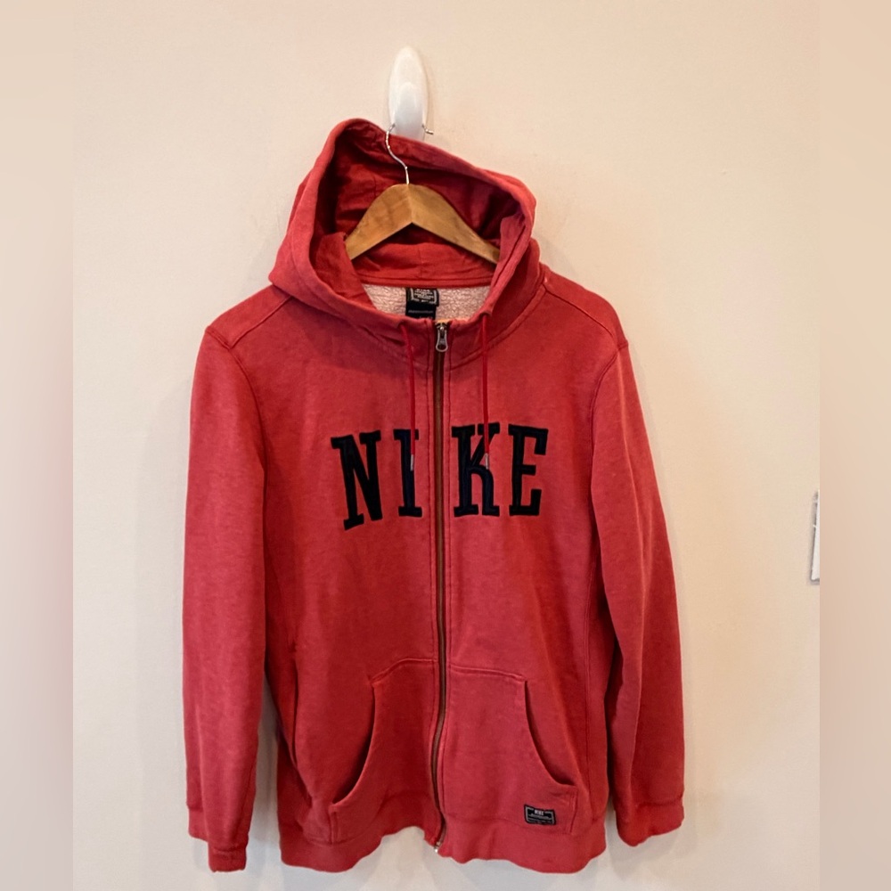 Nike Hoodie Full Zip Red Black Spellout Small S Unisex Mens Womens
